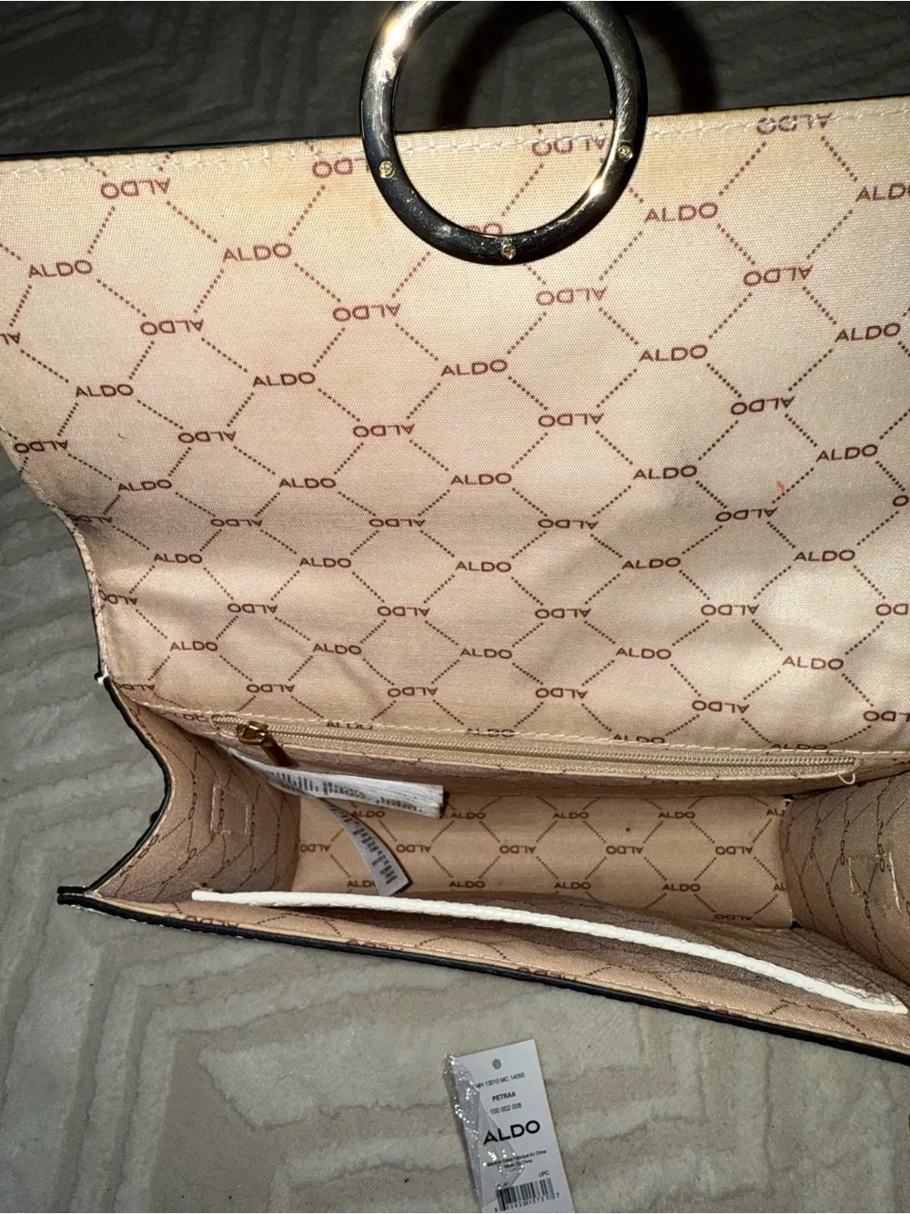 Aldo White Textured Crossbody Bag Crossbody Bag with Gold